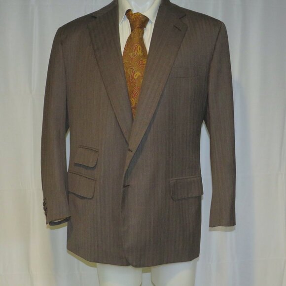 Anderson & Sheppard Savile Row Bespoke Brown Herringbone Sport Coat 42R - Picture 2 of 16